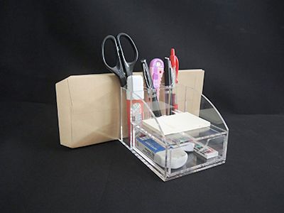 Acrylic desktop supplies organizer, office tool storage box