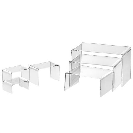 3-tier clear rectangular acrylic risers display stand