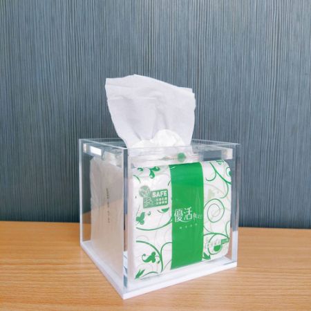 Acrylic white base square tissue box