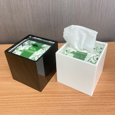 Acrylic black and white square tissue box