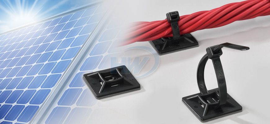 27.8x27.8mm (1x1 inch) Cable Tie Mounts, Self Adhesive, PA12 (Solar /  Photovoltaic), Max. tie width: 5.3mm (0.21 inch) - Adhesive backed tie  mounts, Mouting Bases, 4 Way Entry Bases