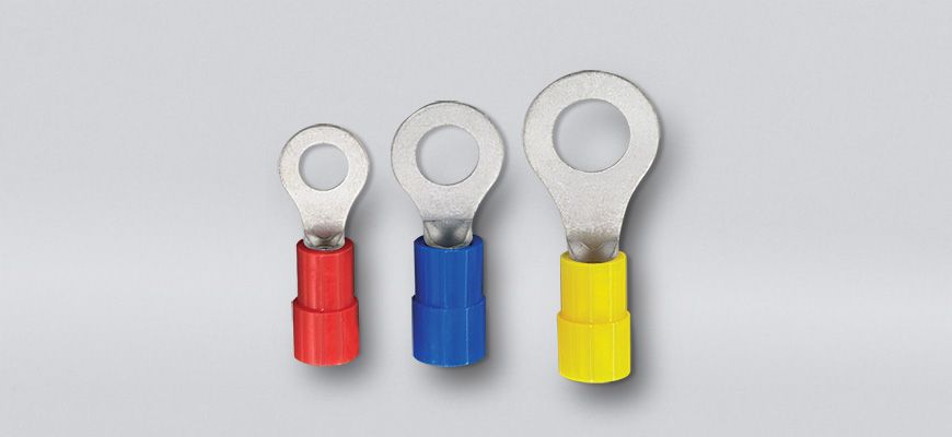 Vinyl-Insulated Ring Terminals (Double Crimp), Wire Range 22-16 AWG ...