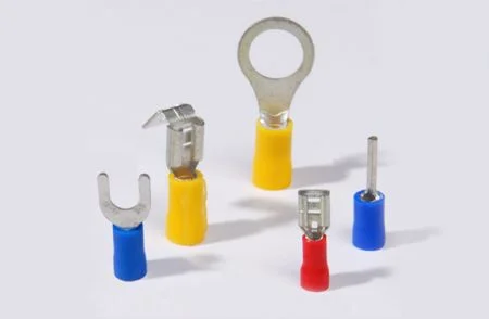 Terminales - Conector de desconexión rápida, empalme, terminales de crimpado, terminal de anillo, conductor, aislamiento de PVC
