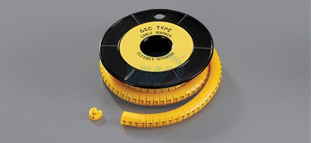 Kabelmarkierer, EC-Typ, Weich-PVC, Geeignet für Draht 18 ~ 16AWG, 3,5 mm Breite