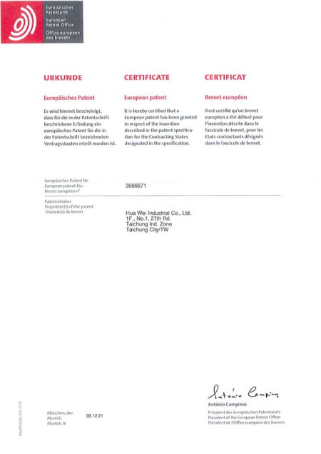 EU Patent Certificate- Cable Tie Installation Tool (GIT-703)