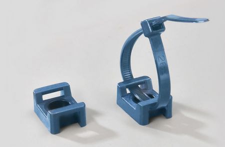 Metallnachweisbare Kabelbinderhalterungen, Satteltyp, Polyamid, 4,8mm maximale Kabelbinderbreite, 3,7mm Montageloch - Metallnachweisbare Kabelbinder-Montagen