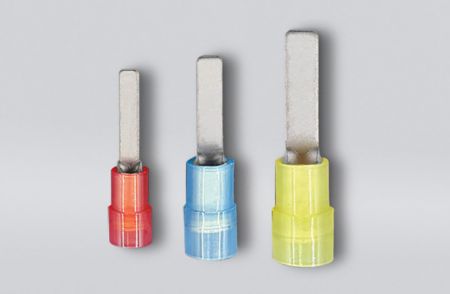 Terminais de lâmina isolados em nylon (crimpagem dupla), faixa de fio 22-16 AWG