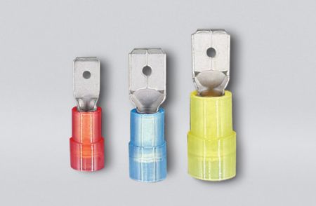 尼龙绝缘平揷式公端连接器(易进式铜管), 适用线径0.5-1.5 mm²