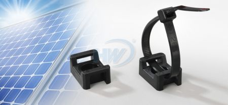 14.9x9.5x7.2mm (0.6x0.4x0.3 inch) Cable Tie Mounts, Saddle Type, PA12 (Solar / Photovoltaic), Max. tie width: 4.8mm (0.19 inch), Mounting Hole: 3.7mm (0.15 inch) - Polyamide 12 (Solar / Photovoltaic) Saddle Cable Tie Mounts