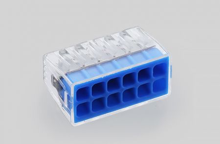 Push-In Drahtverbinder, PIC21-Serie, Blau, 12 Anschlüsse, Festdrahtbereich: 0,5-2,5mm²/ 22-12 AWG, Litzenbereich: 0,5-2,5mm²/ 22-14 AWG