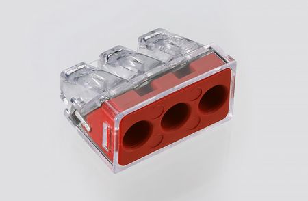 Push-In Draadconnector, PIC86 Serie, Rood, 3 poorten, Massadraadbereik: 2.5-6.0mm² - Push-In Draadconnector PIC86-3