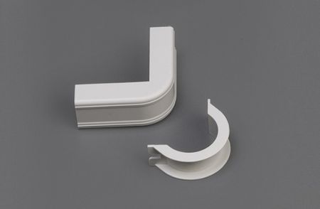 レースウェイフィッティング - アウトサイドコーナーカバー+ベース、GU-2015用、20x15mm、ワンピースレースウェイ