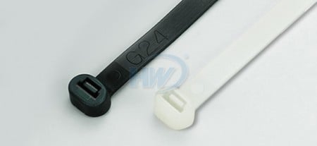 370x4,8 mm (14,6x0,19 pouces), attaches de câble, PA66, réutilisables, tête ronde - Attaches-câbles détachables