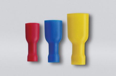 PVC全绝缘平揷式母端连接器, 适用线径0.5-1.5 mm²