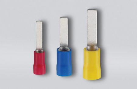Terminais de lâmina isolados em vinil, faixa de fio 22-16 AWG