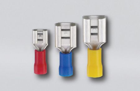 Vinyl-Insulated Female Disconnectors (Double Crimp), Wire Range 22-16 AWG - Vinyl-Insulated Female Disconnectors (Double Crimp)