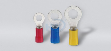 PVC绝缘圆形端子(不焊接),适用线径1.5-2.5sq. mm.(16-14AWG),适用螺丝尺寸M5(#10") - PVC绝缘圆形端子(不焊接)