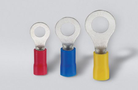 Terminais de Anel Isolados em Vinil, Faixa de Fio 16-14 AWG, Tamanho do Parafuso M3 - Terminais de anel isolados em vinil