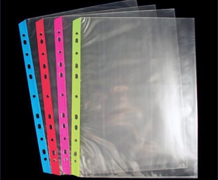 Edges with muti-color strips PP Sheet Protectors.