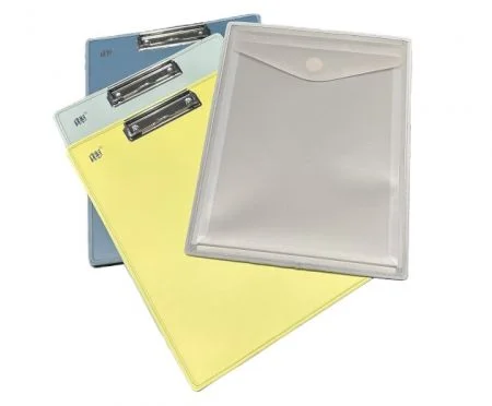 Carpeta de clip de PP A4 con bolsa para documentos