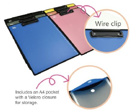 PP Wire Clip Board with Document Bag & Printing