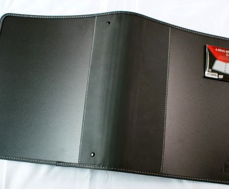 4 Ring D Type Binder With PU Spine & White Stitched.