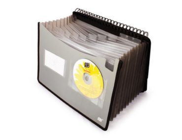 Dossier extensible avec porte-cartes et porte-CD/DVD