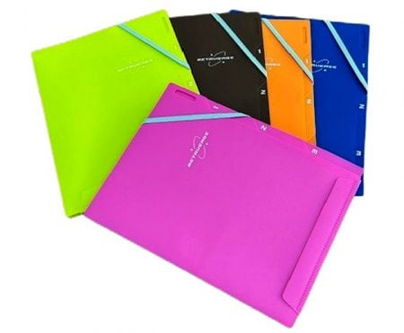 L-Type PP Clear Folder with 3 Sections & Elastic Bands.