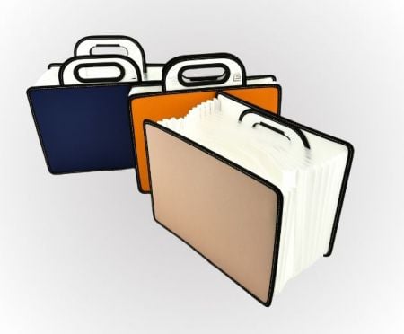 PP Document Organizer Folder with Hidden Handle, White Base.