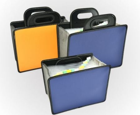 PP Expanding Folder with Retractable Handle, Black Base.