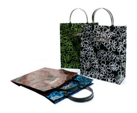 PP Shopping Bag with Silk Printing, Gray Amoeba Design.