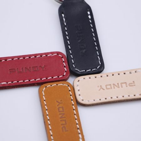 진품 가죽 사각형 키링