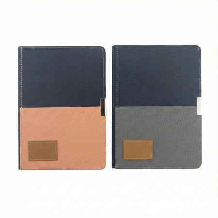 ツートンカラーの皮ラベルスタイル