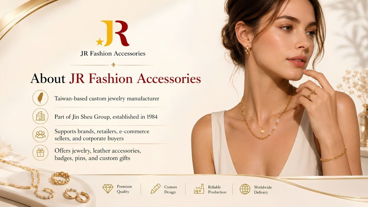 JR Fashion: Taiwan-gebaseerde fabrikant van op maat gemaakte sieraden die B2B-groothandelsaccessoires en op maat gemaakte geschenken aanbiedt.