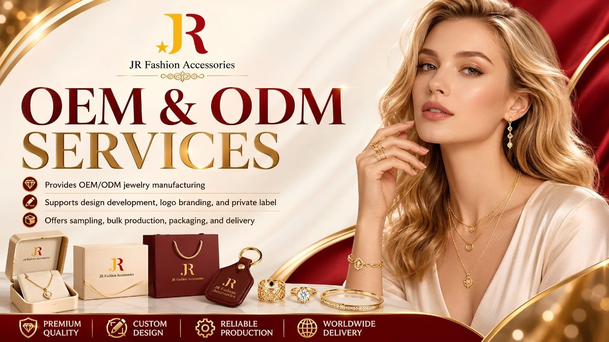 Anpassad OEM/ODM smyckestillverkning av JR Fashion. B2B-leverantör för design, storskalig produktion och märkesförpackning.
