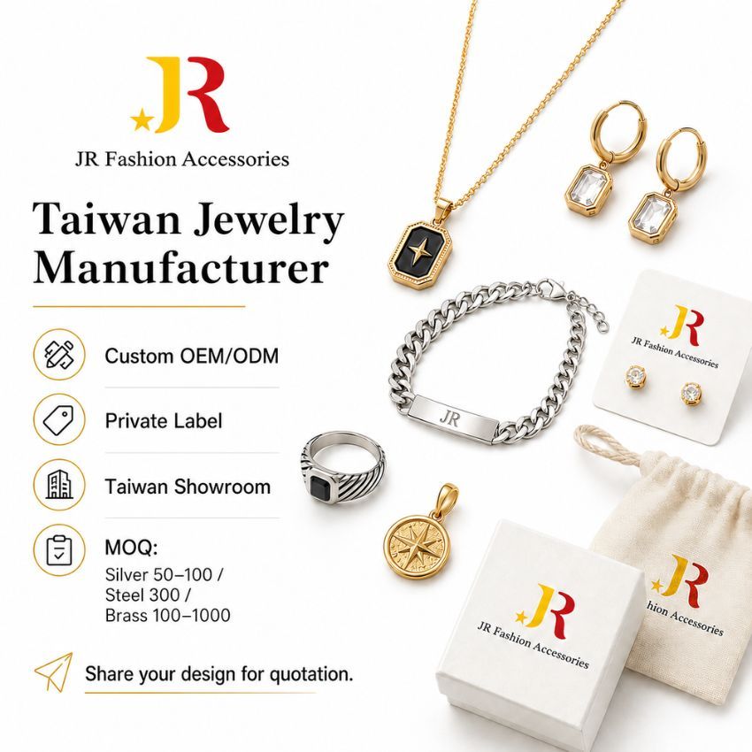 Taiwan jewelry manufacturer offering custom OEM/ODM, private label services, and low MOQ for B2B wholesale buyers globally.