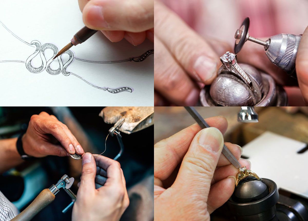 A close-up view of the intricate jewelry making process, highlighting the expert craftsmanship provided by JR Fashion Accessories for custom jewelry manufacturing.
