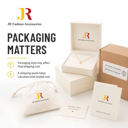 Custom jewelry packaging options and their impact on wholesale shipping rates and total B2B landed cost calculations.