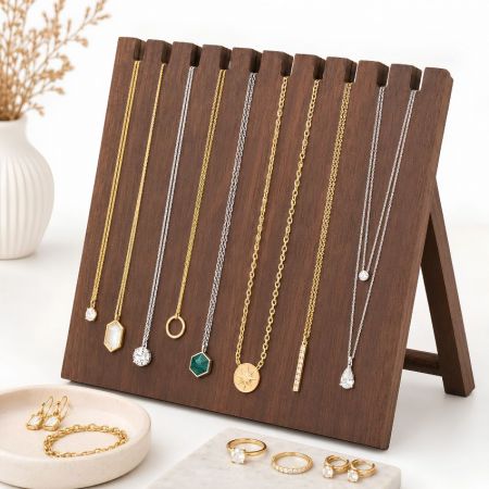 Minimalistische houten ketting organizer ezelstand, aangepaste merk sieraden displaybord groothandel.