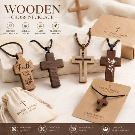Collar de Cruz de Madera