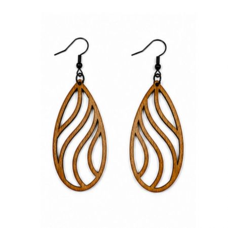 Pendientes de madera geométricos huecos en forma redonda con vibrantes estampados retro de explosión estelar, ideales para mercancía de estilo de vida personalizada.