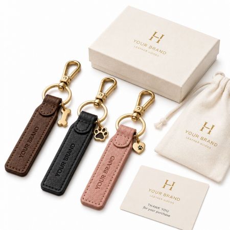 Llavero de cuero personalizado de razas de perros con charms metálicos de pata y hueso, regalos promocionales corporativos de la industria de mascotas.