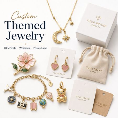 Thema Sieraden - Aangepaste themasieraden set met OEM ODM verpakking, privélabeldozen, bedelarmbanden en groothandels emaille pins.