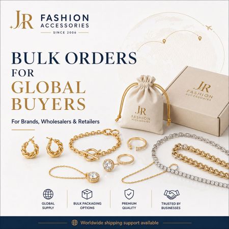 Bulk gold and silver jewelry selections for global buyers, wholesalers, and fashion brands with custom packaging.
