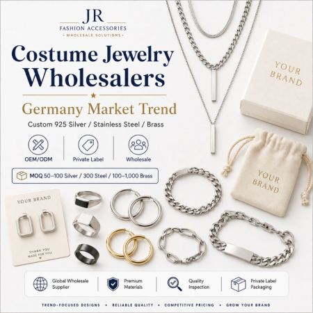 Germany market trend custom silver and stainless steel minimalist jewelry wholesale catalog for retail business buyers.