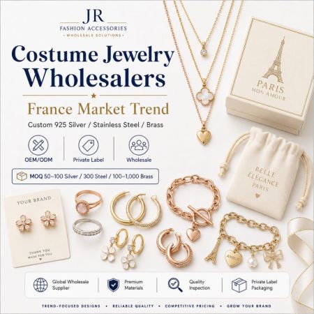 France market trend elegant romantic style custom silver jewelry wholesale featuring custom Paris brand boxes for B2B.