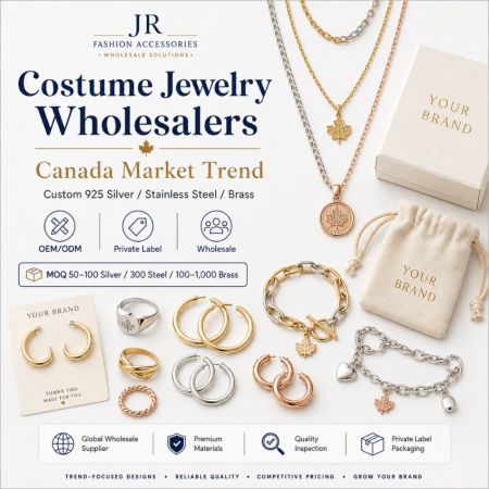 Canada market trend maple leaf motif silver and gold jewelry collections for premium brand custom wholesale ordering.