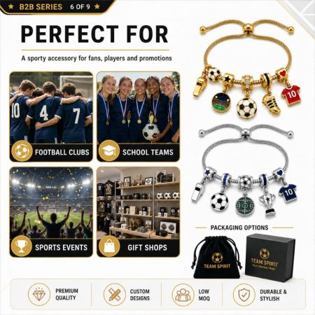 Custom sports accessories for football clubs, school teams, sports events, and gift shops with wholesale options.