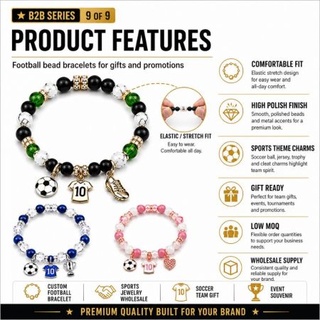 Custom sports jewelry solutions for football clubs, school teams, sports events, and gift shops wholesale supply.