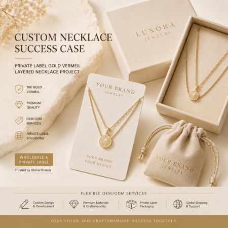 Maatwerk gelaagde gouden vermeil ketting met zonnestraal hanger. B2B private label en OEM/ODM juweldiensten.